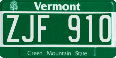 VT license plate ZJF910