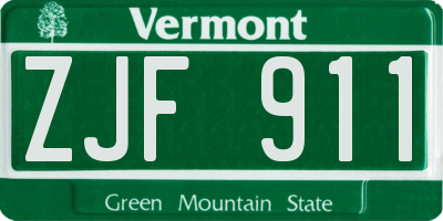 VT license plate ZJF911