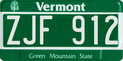 VT license plate ZJF912