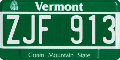 VT license plate ZJF913