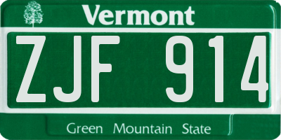 VT license plate ZJF914