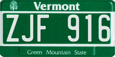 VT license plate ZJF916