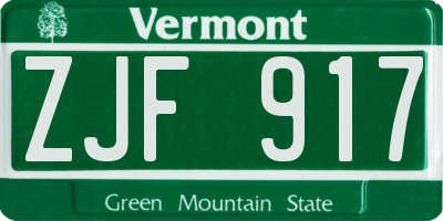 VT license plate ZJF917