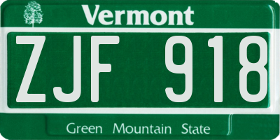 VT license plate ZJF918