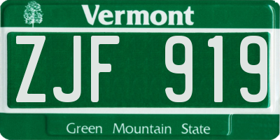 VT license plate ZJF919