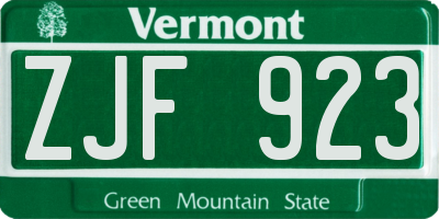 VT license plate ZJF923