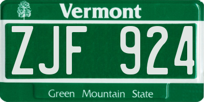 VT license plate ZJF924