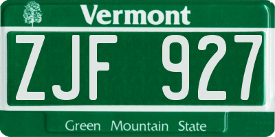 VT license plate ZJF927
