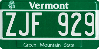 VT license plate ZJF929