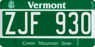 VT license plate ZJF930