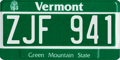VT license plate ZJF941