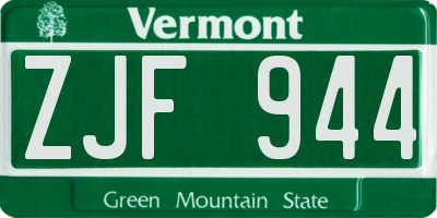 VT license plate ZJF944