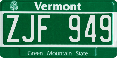 VT license plate ZJF949