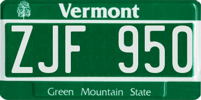 VT license plate ZJF950