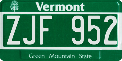VT license plate ZJF952