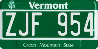VT license plate ZJF954
