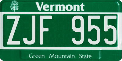 VT license plate ZJF955