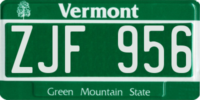 VT license plate ZJF956