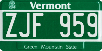 VT license plate ZJF959