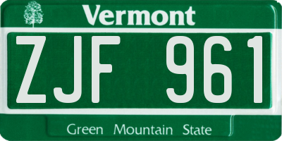 VT license plate ZJF961