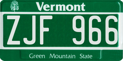 VT license plate ZJF966