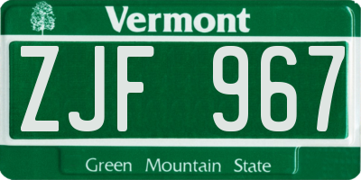 VT license plate ZJF967
