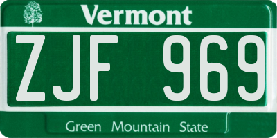 VT license plate ZJF969