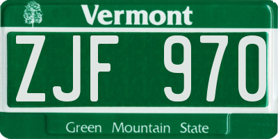 VT license plate ZJF970