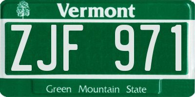 VT license plate ZJF971