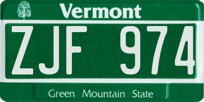 VT license plate ZJF974