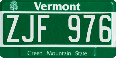 VT license plate ZJF976
