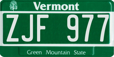 VT license plate ZJF977