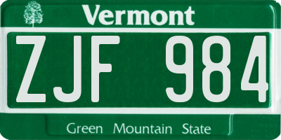 VT license plate ZJF984