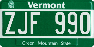 VT license plate ZJF990