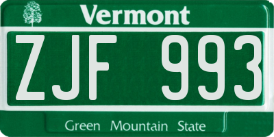 VT license plate ZJF993