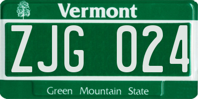 VT license plate ZJG024