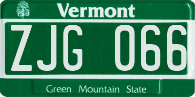 VT license plate ZJG066