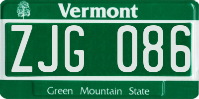 VT license plate ZJG086