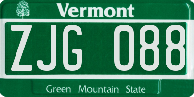 VT license plate ZJG088