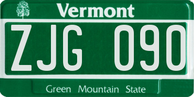 VT license plate ZJG090