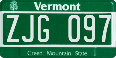 VT license plate ZJG097