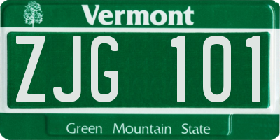 VT license plate ZJG101