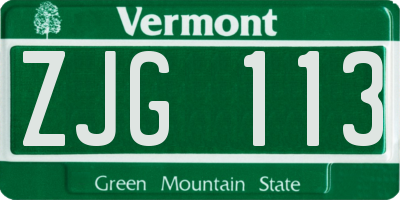 VT license plate ZJG113
