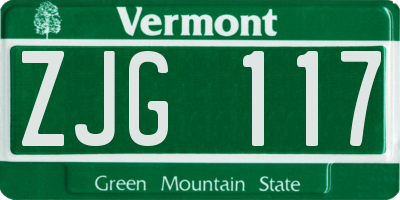 VT license plate ZJG117