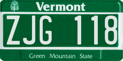 VT license plate ZJG118