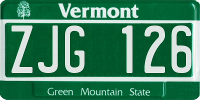 VT license plate ZJG126