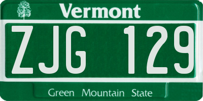 VT license plate ZJG129