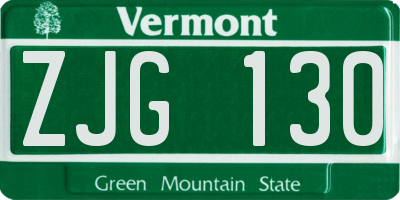 VT license plate ZJG130