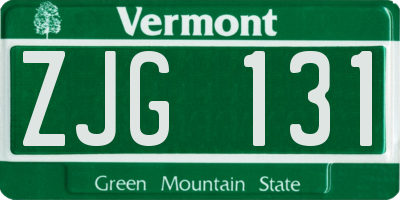 VT license plate ZJG131