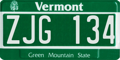 VT license plate ZJG134